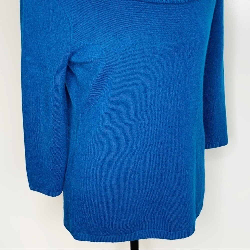 Hampshire Studio Royal Blue Cowl Neck 3/4 Sleeve Sweater Size Medium Petite - Picture 4 of 12